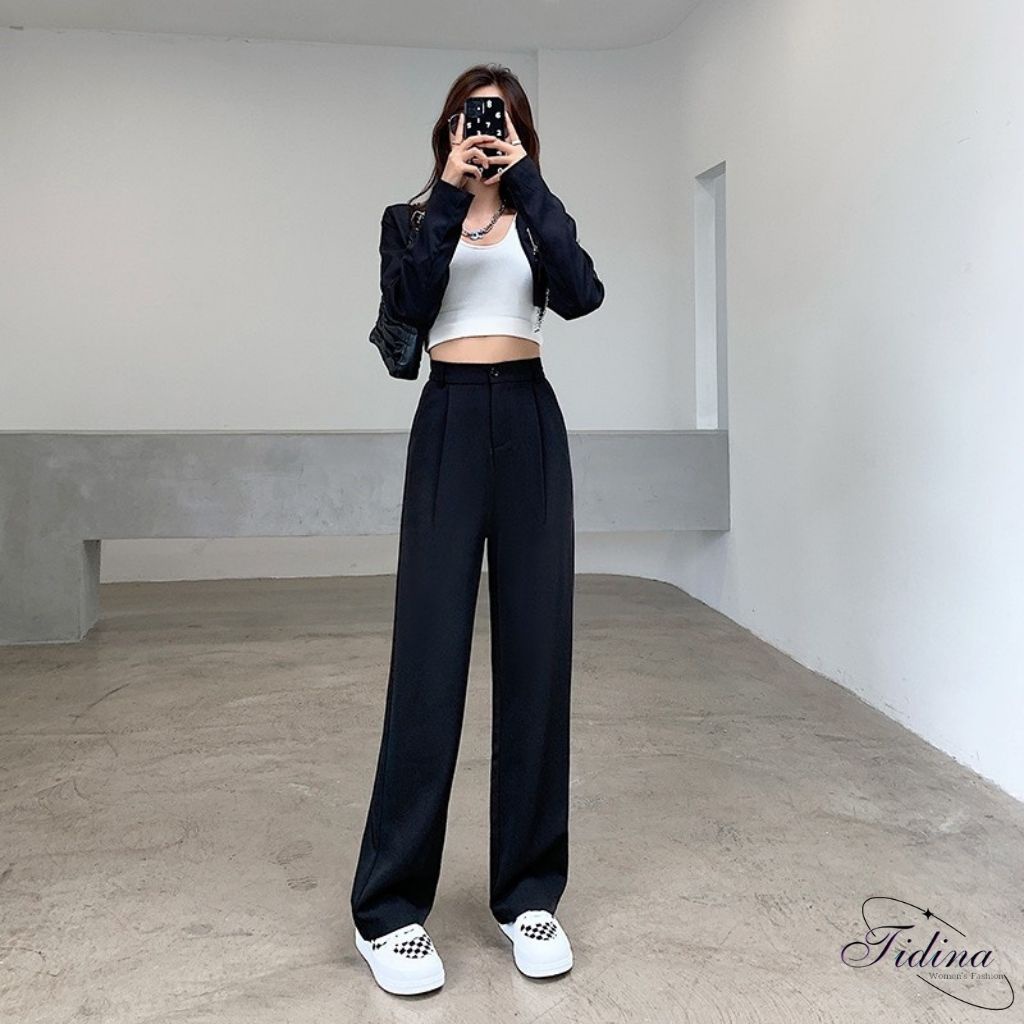 Quần Ống Rộng Nữ TIDINA Quần Vải Ống Rộng Nữ Form Rộng Phong Cách Thời Trang Hàn Quốc Style Sành Điệu Q.195