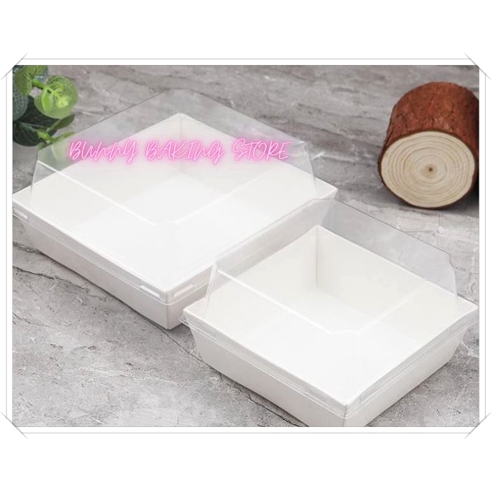 Hộp giấy kraft vuông chuyên dụng đựng bánh ngọt hoặc thức ăn màu trắng, vàng da bò