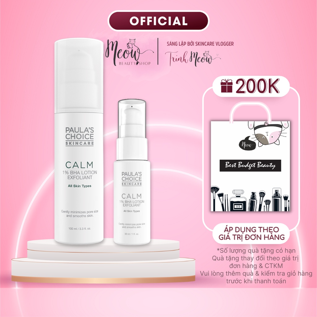 Lotion tẩy da chết Paula’s Choice dịu nhẹ cho da nhạy cảm Calm Redness Relief 1% BHA