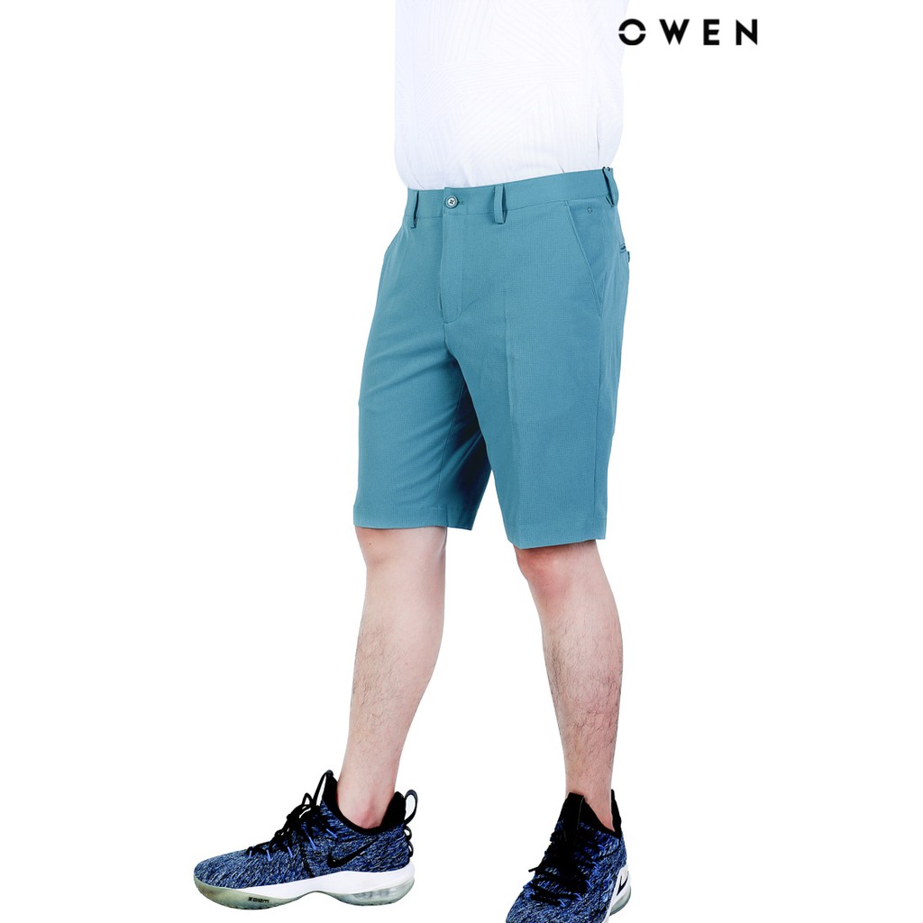 Quần short nam Owen Trendy màu xanh caro đục lỗ - SK90249-MA