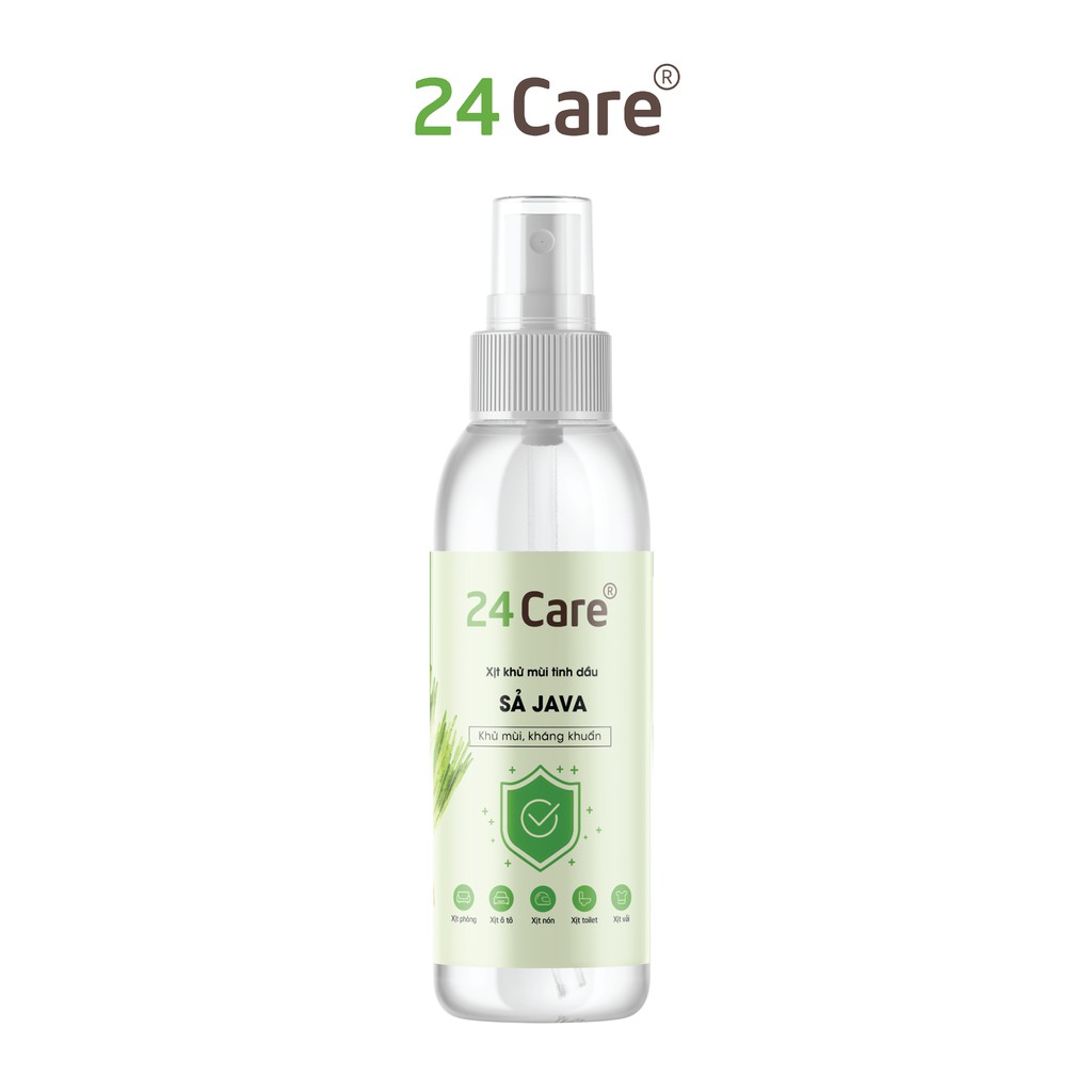 [KHÁNG KHUẨN] Xịt phòng Sả Java 24Care đuổi muỗi, nguồn gốc thiên nhiên 100ML