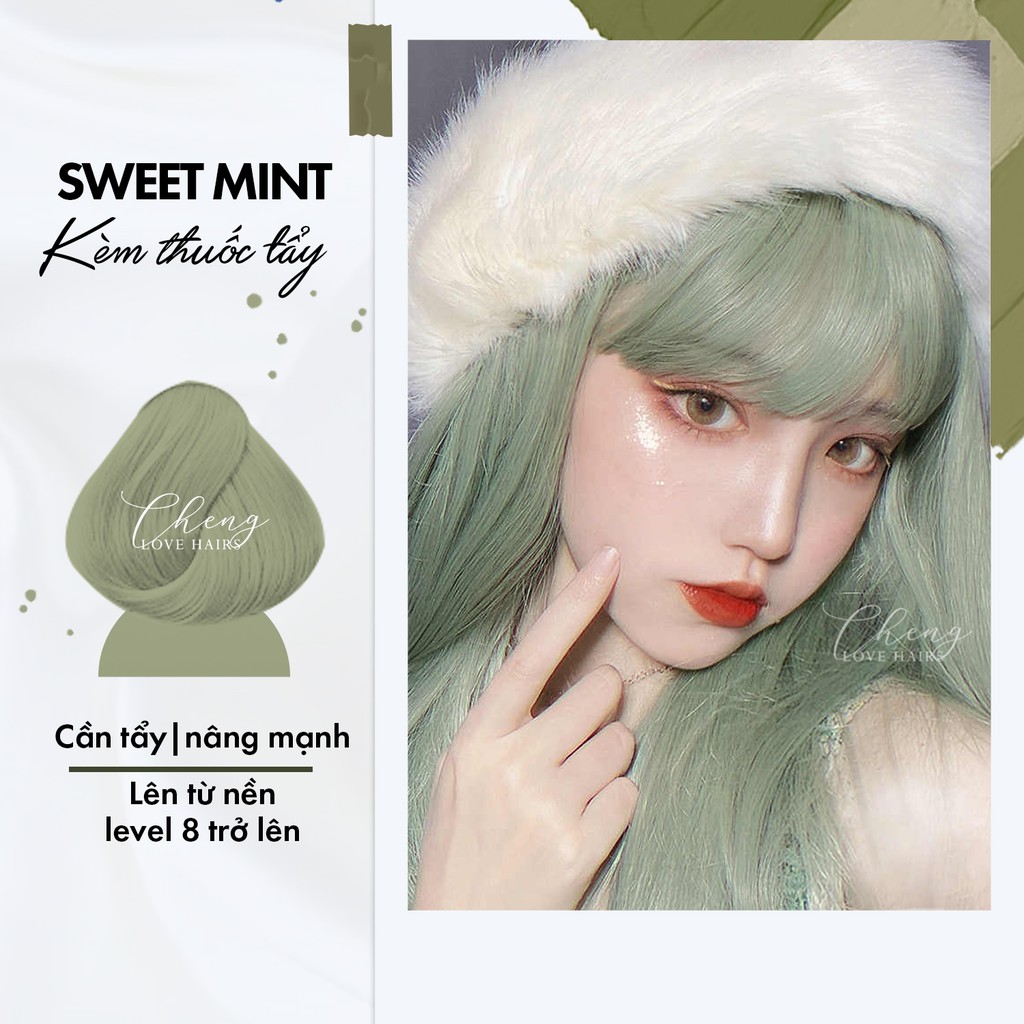 Thuốc nhuộm tóc SWEET MINT cần dùng thuốc tẩy tóc Chenglovehairs, Chenglovehair
