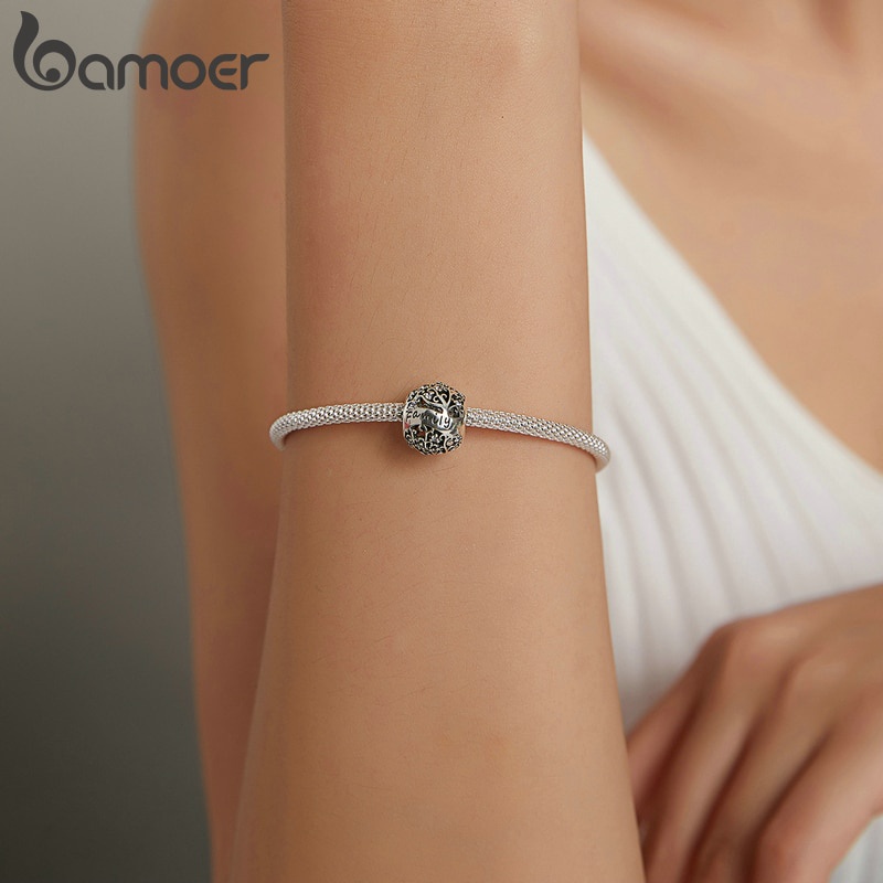 Mặt trang sức Bamoer BSC489 bằng bạc 925 họa tiết cây gia đình 5 kiểu thời trang dùng làm vòng tay dây chuyền DIY