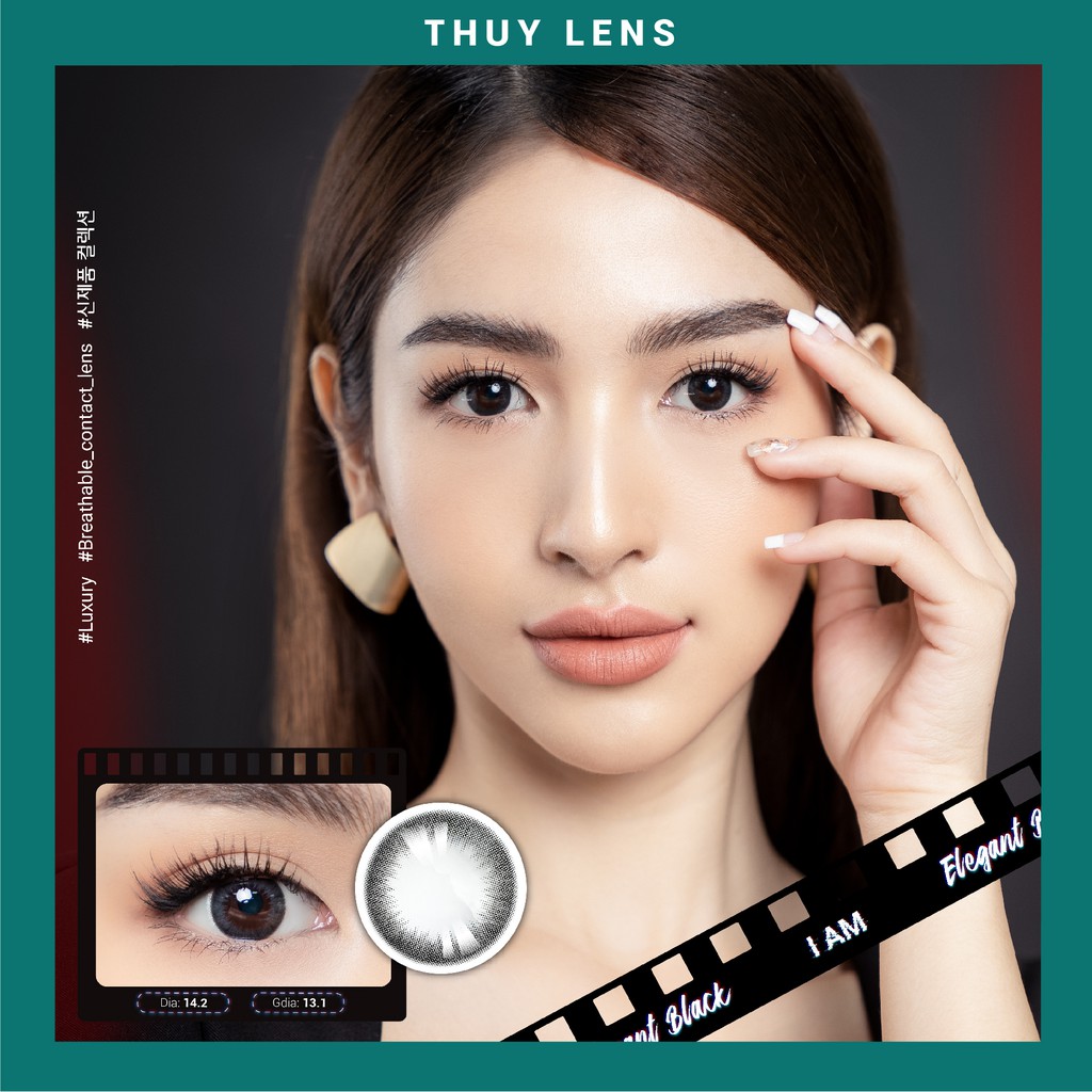 Kính Áp Tròng Vivimoon cho mắt thở Hàn Quốc đen thanh lịch Elegant Black 13.1mm