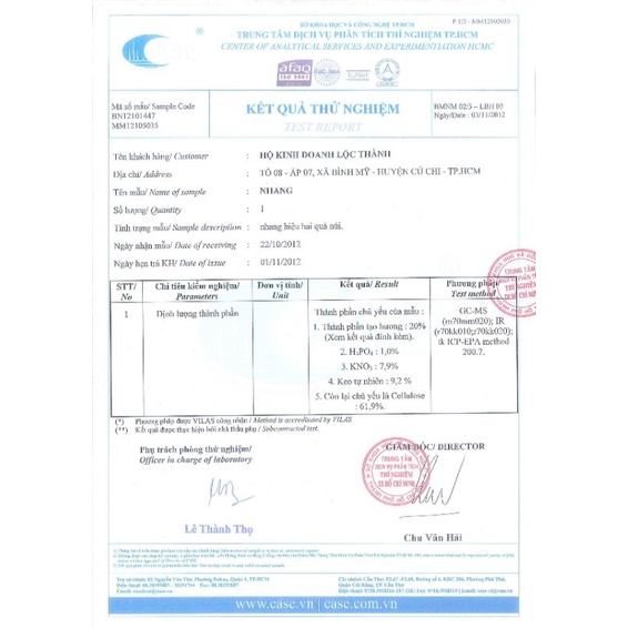 Nhang cuốn tàn-đậu tàn Lộc Thành