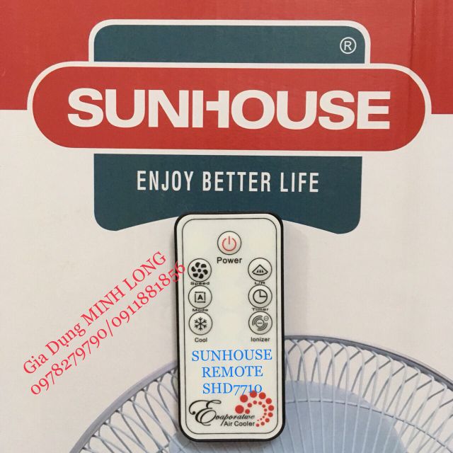 ĐIỀU KHIỂN QUẠT ĐIỀU HOÀ HƠI NƯỚC  SUNHOUSE SHD7730 SHD7727 SHD7710 SHD7724