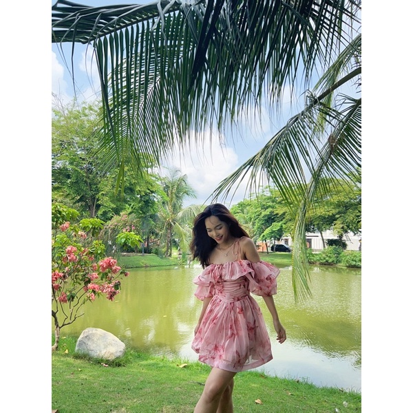 Almira Dress - Váy Almira in hoa Lily hồng