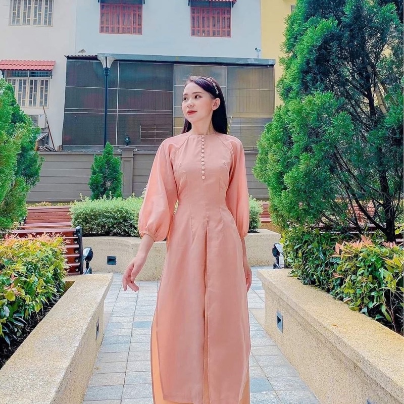 ÁO DÀI LỤA TƠ ÓNG CAO CẤP 4 TÀ CÓ XẺ TÀ TRƯỚC