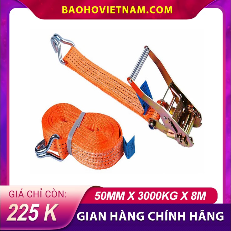 [SALE SỐC] Tăng đơ chằng hàng – dây cảo hàng bản rộng 50mm - tải trọng 3 tấn - chiều dài 8 mét nhập khẩu chính hãng