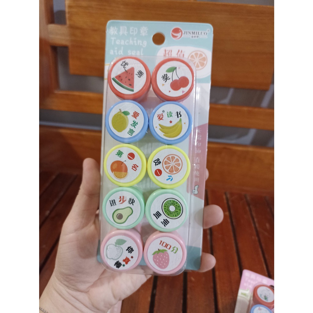 Set 10 con dấu hình hoạt hình cho bé