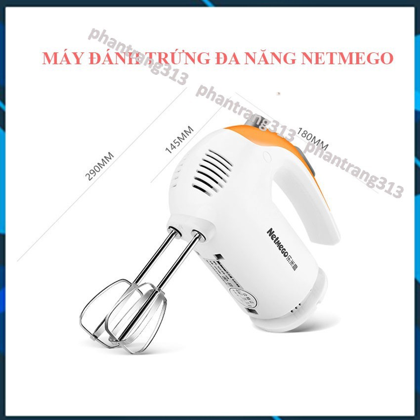 Máy đánh trứng cầm tay Netmego N38D cao cấp, 5 cấp độ siêu mạnh, thông minh, siêu bền - phantrang313