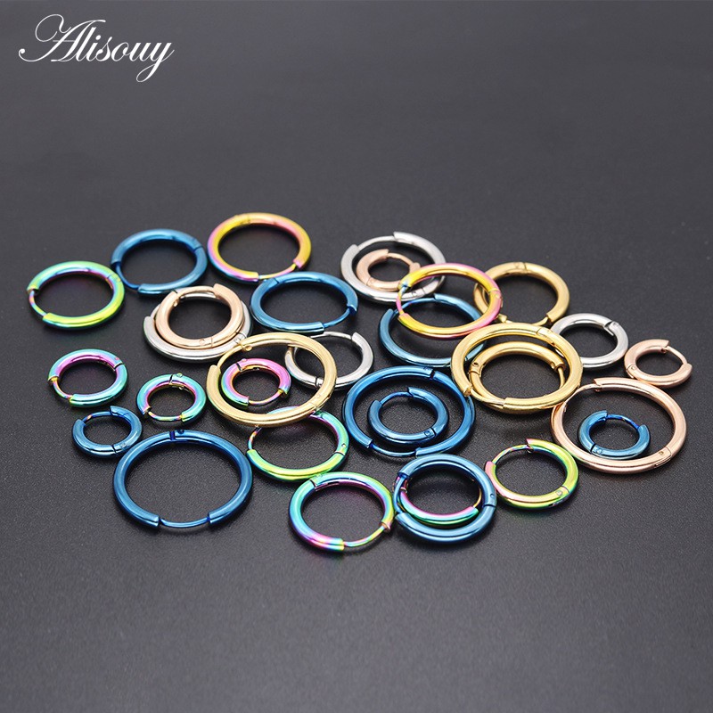 2 PC Thời Trang Mới Punk Unisex Thép Không Gỉ Vòng Tròn Bông Tai Nam Nữ Tai Hoop