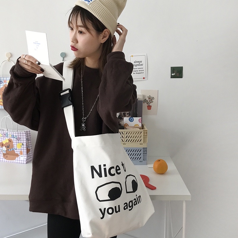 Túi đeo chéo Nice to you again unisex(có sẵn)