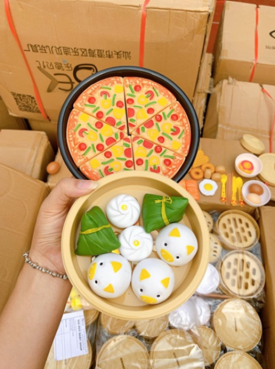 Bộ đồ chơi nấu ăn 84 chi tiết - Bánh bao , dimsum , há cảo , pizza đầy đủ phụ kiện làm bếp