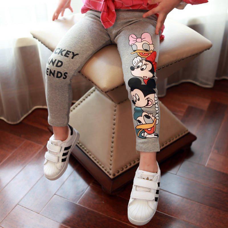 Quần Legging Ôm Dáng Co Giãn In Họa Tiết Hoạt Hình Phong Cách Hàn Quốc Cho Bé Gái