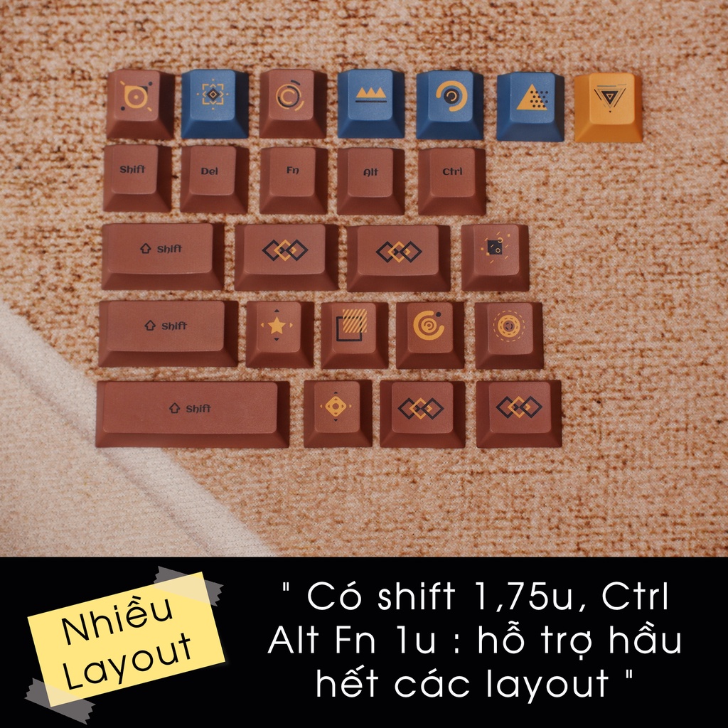 Keycap Cho Bàn Phím Cơ Cherry DAGK XANH NÂU 128 Phím | EZPC