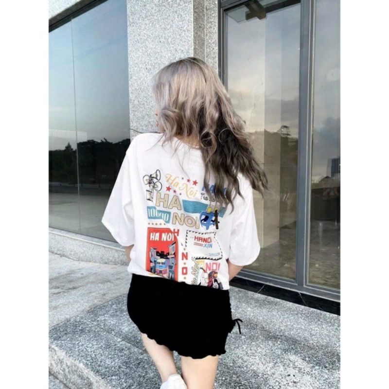 [NHỚ HÀ NỘI] ÁO THUN TAY LỠ HÀ NỘI ƠI 2 MÀU ĐEN TRẮNG PHỐ THỜI TRANG HOTTEEN