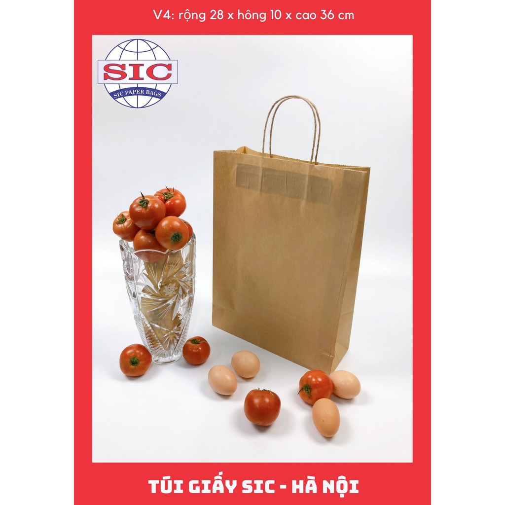[SET 10 CHIẾC] TÚI GIẤY KRAFT V4: 28x10x36 CÓ QUAI ( ẢNH THẬT)