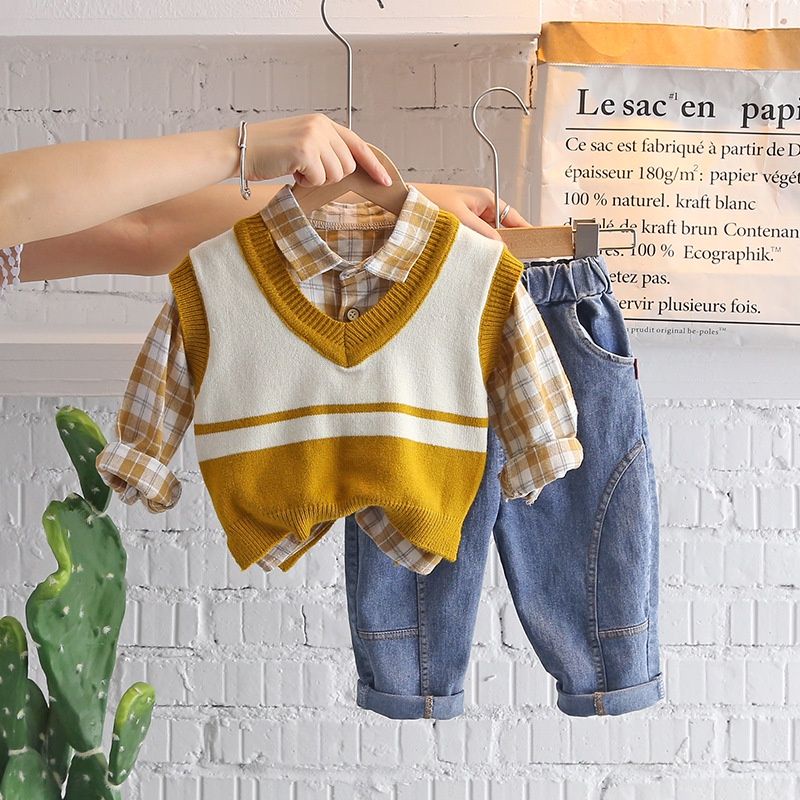 Bộ Đồ Bé Trai 3 Món Phù Hợp Vào Mùa Xuân Và Mùa Thu Phong Cách Nhật Bản và Hàn Quốc Bộ Đồ Tết Cho Bé Trai Từ 1-5 Tuổi