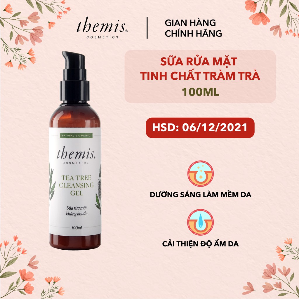 Sữa rửa mặt ngừa mụn dịu nhẹ tràm trà dạng gel Themis Tea Tree Cleansing Gel 100ml