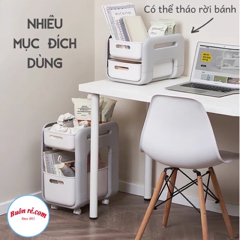 Kệ xoay 360 độ Hokori 5588, kệ trượt đa năng có bánh xe, kệ đựng đồ phòng tắm nhà bếp đa năng