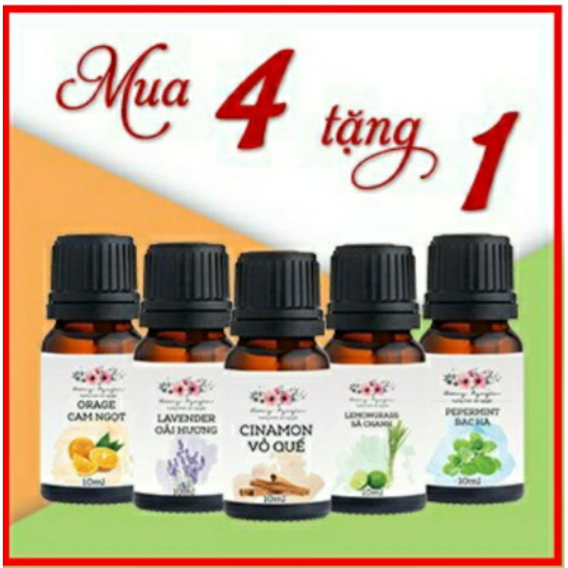 Combo Mua 4 Lọ Tinh Dầu Thiên Nhiên 10ml  Tặng 1 Lọ Tinh Dầu 10ml  ( có thể chọn mùi )