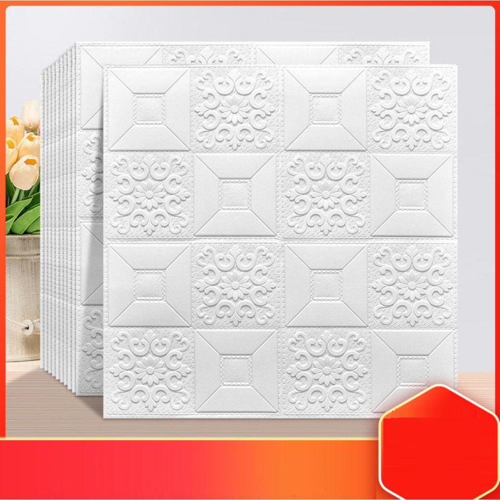 Xốp Dán Tường 3D Kim Tuyến, Lấp Lánh Đẹp Mắt 35x35cm