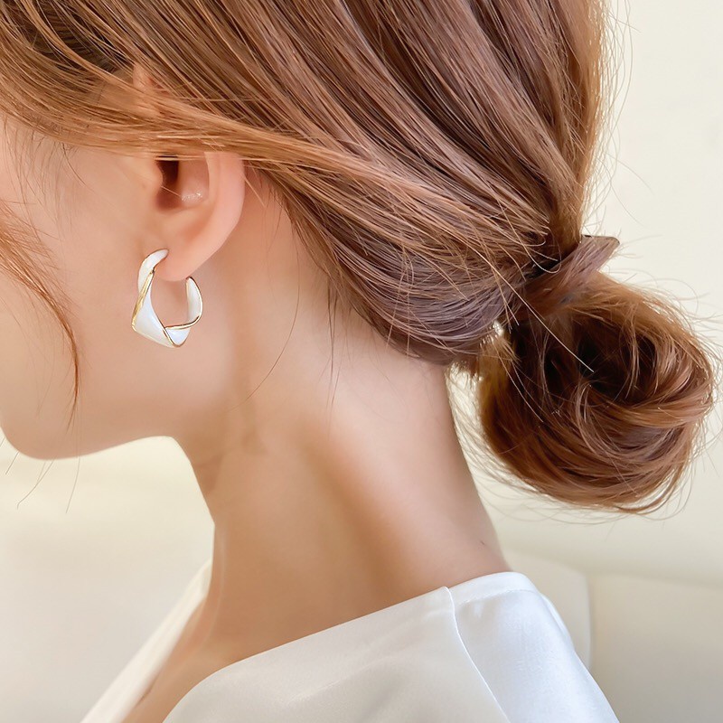 Bông tai mạ bạc 925 hình chữ S phong cách Hàn Quốc thời trang cho nữ F162 2021