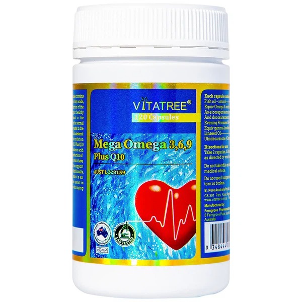 Viên Uống Hỗ Trợ Tim Mạch Vitatree Mega Omega 3,6,9 Plus Q10 Hộp 120 Viên Của Úc