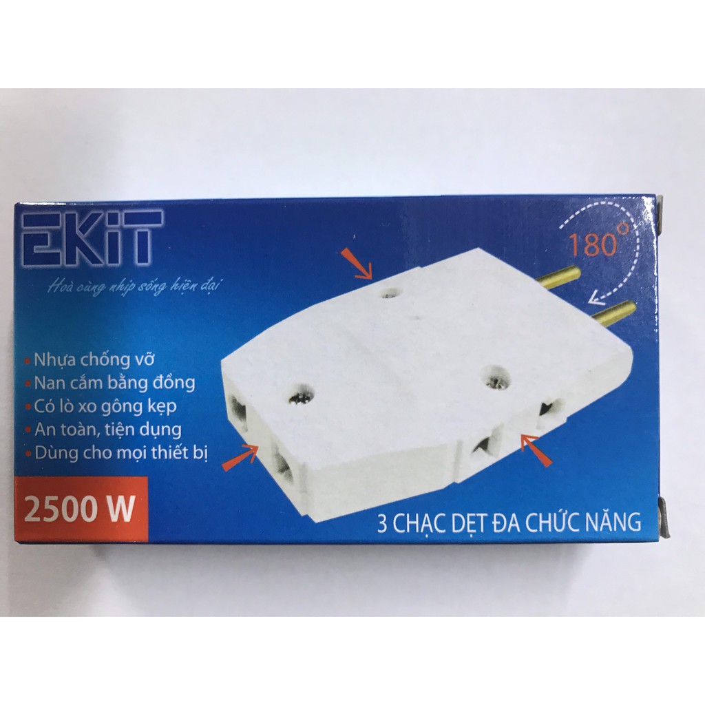 Phích 3 chạc dẹt EKIT (Đa chức năng xoay vòng 180 độ)