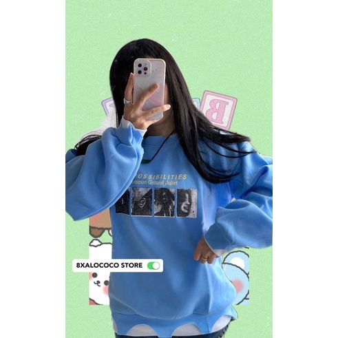 ÁO SWEATER FORM RỘNG MÀU XANH BIỂN