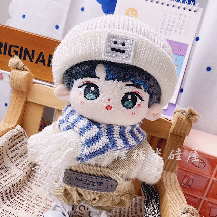 20cm centimeter baby clothes spot sky blue scarf curry straps cute sweater star cotton doll clothes fat body