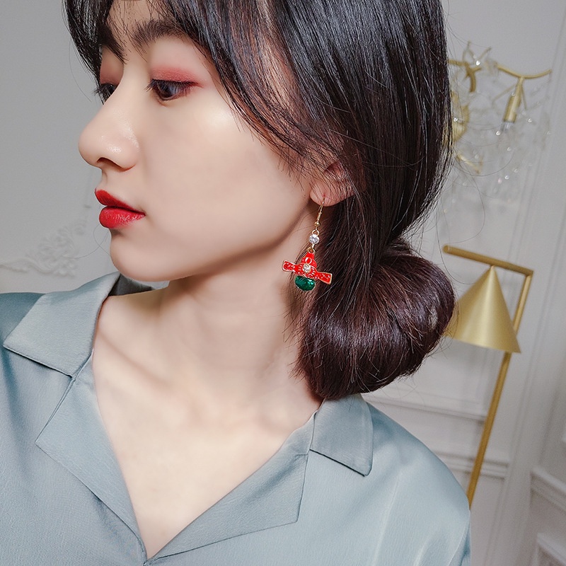 Bông Tai Hình Mặt Nạ Chúc Mừng Năm Mới Phong Cách Trung Hoa Cổ Điển 2022