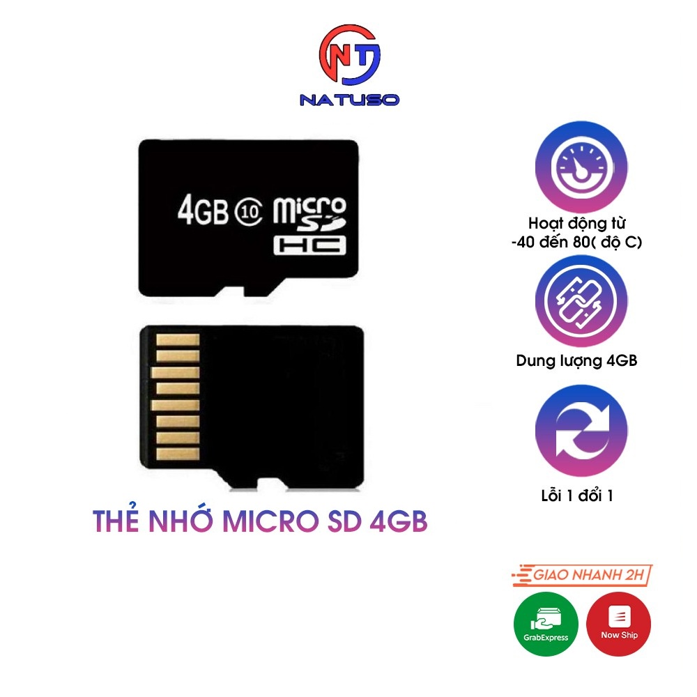 Thẻ Nhớ Micro Sd 4gb Tốc Độ Cao Dùng Lưu Trữ Nhạc, Hình Ảnh, Video Clip, Kết Nối Với Loa Bluetooth, Máy Tính, Laptop