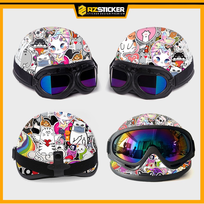 Sticker Chủ Đề Mèo Dễ Thương Chống Nước | STK69 | Hình Dán Sticker Dán Mũ Bảo Hiểm Điện Thoại Laptop Bình Nước