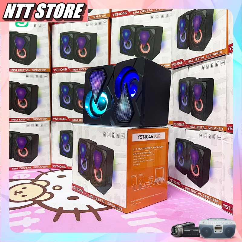 Loa máy tính mini PC Laptop  YST 1046 có led Dùng được cho cả điện thoại và máy tính Bass cực đã giá thành rẻ