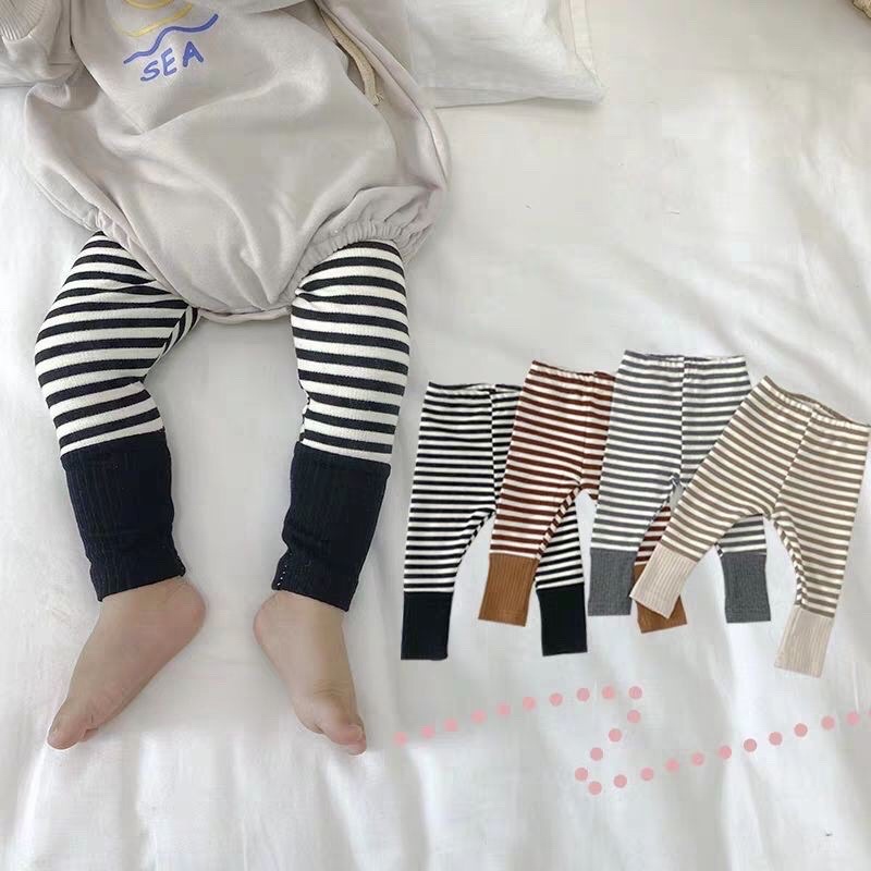 Quần leggings kẻ lót lông nhung dày ấm cho bé