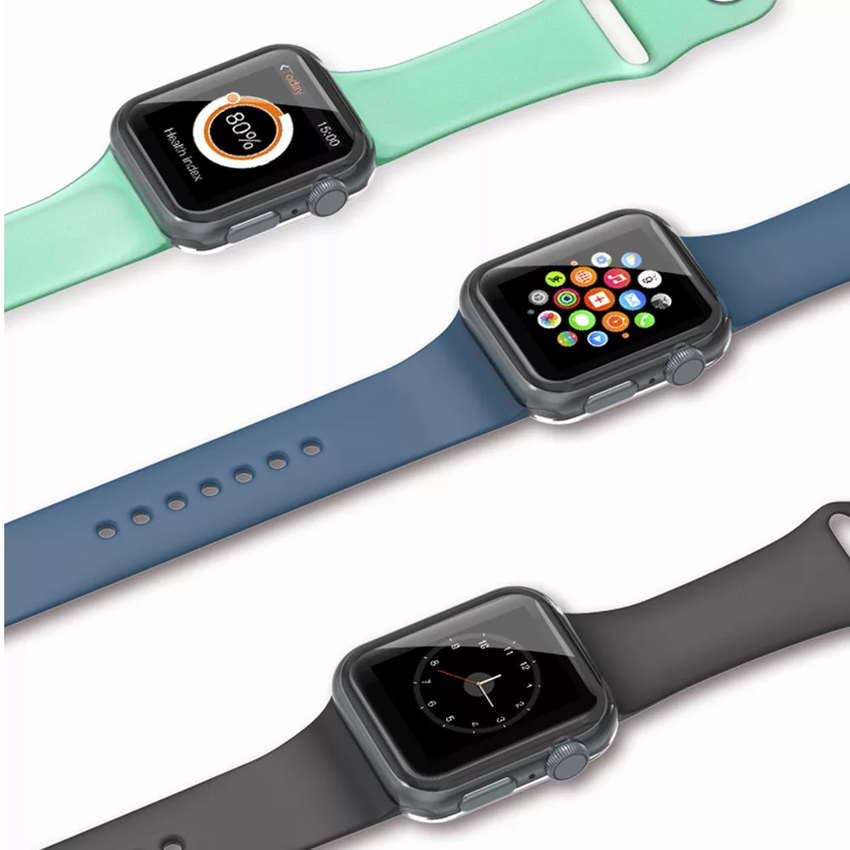 Ốp Lưng Nhựa Nhiệt Dẻo Trong Suốt Cho Apple Watch Se 6 5 4 3 2 1 4mm 40mm 38mm 42mm 360