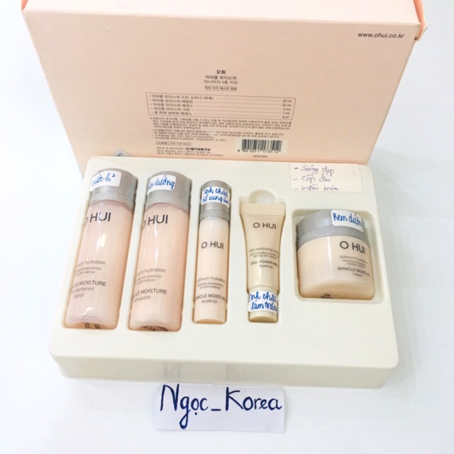 Set Dưỡng Da Ohui Mini Miracle Moisture miniature Kit 5SP Màu Hồng