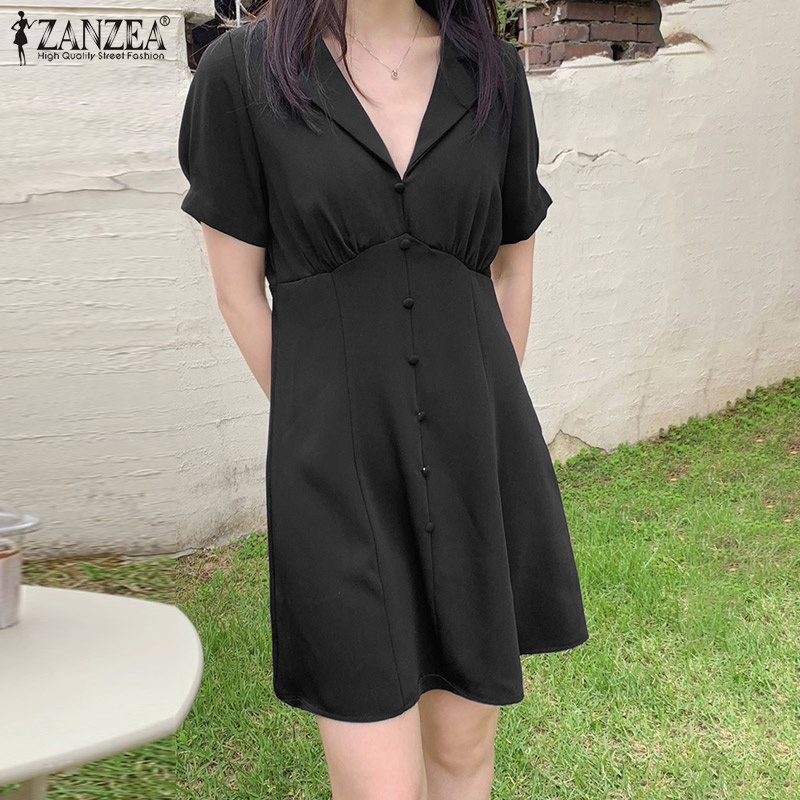 Đầm ZANZEA ngắn tay lưng cao thời trang cho nữ tính