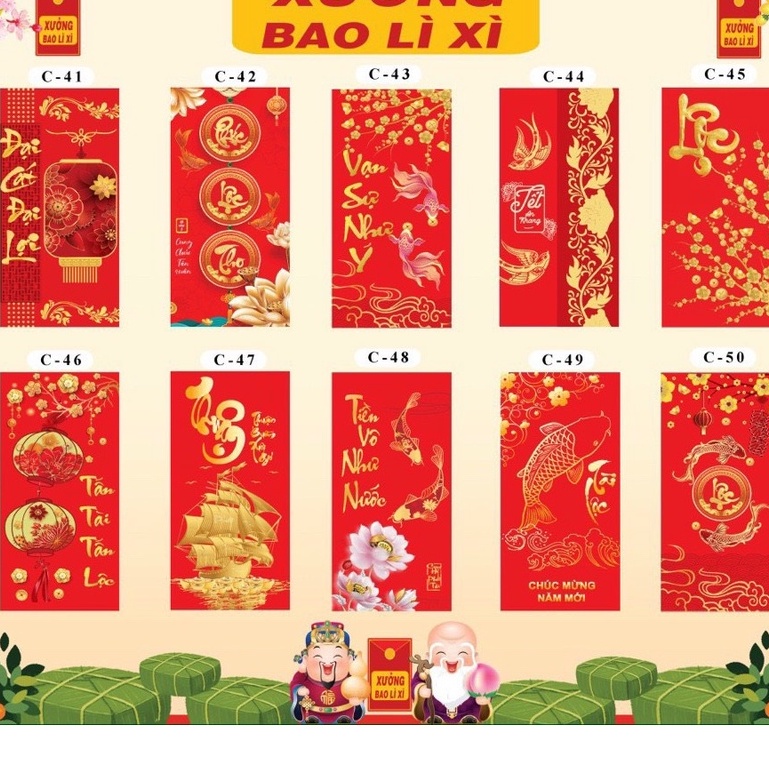Sỉ 100 bịch bao lì xì 2023 10 cái/bịch giấy C150 dày dặn