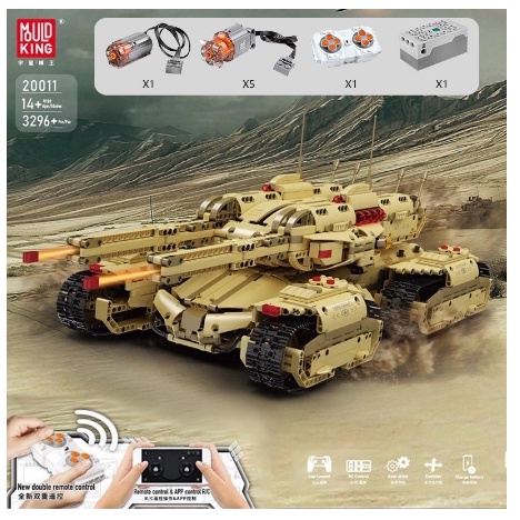Đồ chơi xếp hình Mould King 20011 Xe tăng sa mạc có điều khiển có 3296pcs