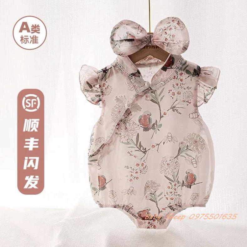 Body voan tơ hoạ tiết hoa hồng lót vải mềm cho bé gái - hàng Quảng Châu cao cấp