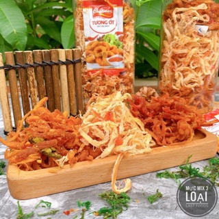 🦑🦑 khô mực mix 3 vị - mực hấp nước dừa - mực khô bơ tỏi - mực sốt tomyum 🦑🦑