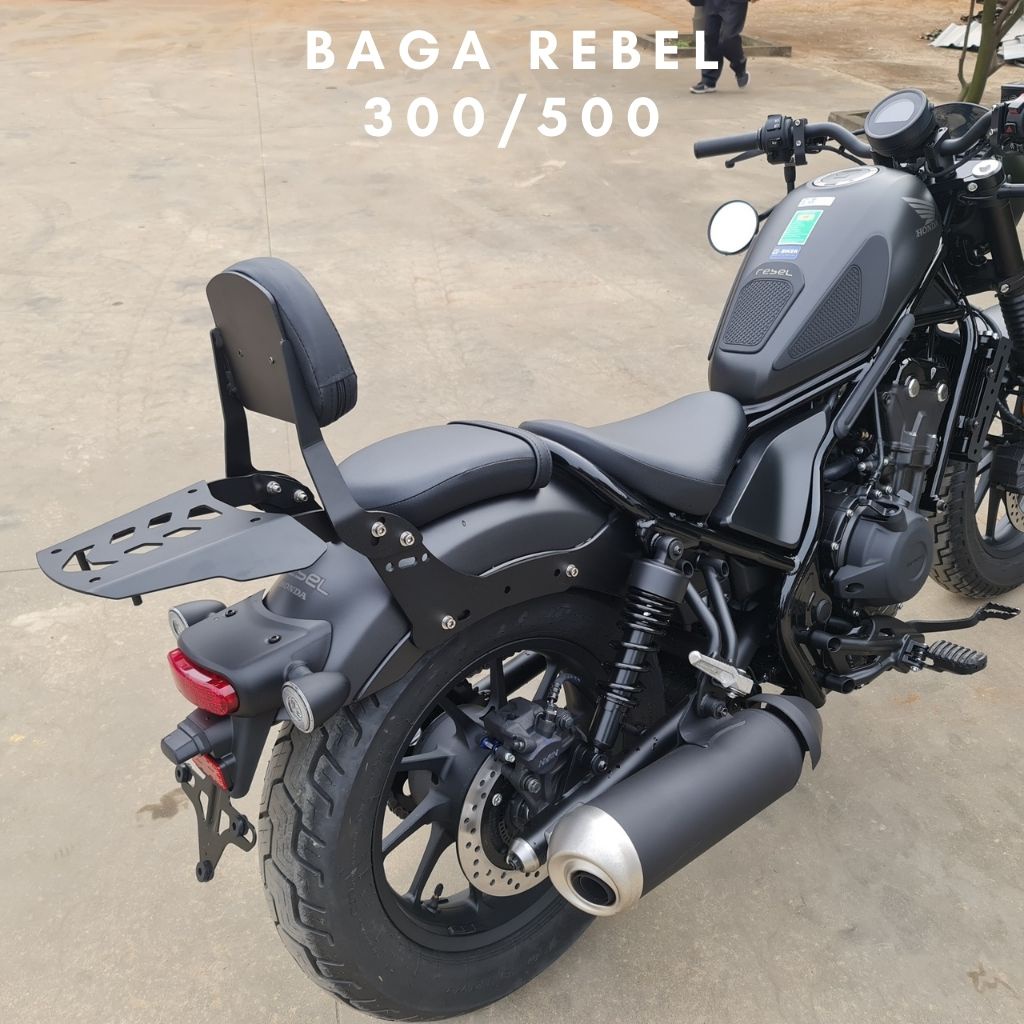 Baga rebel500 baga rebel300 baga rebel250 có tựa lưng điều chỉnh độ nghiêng. Có vị trí gắn ốp chắn bùn, thùng sau