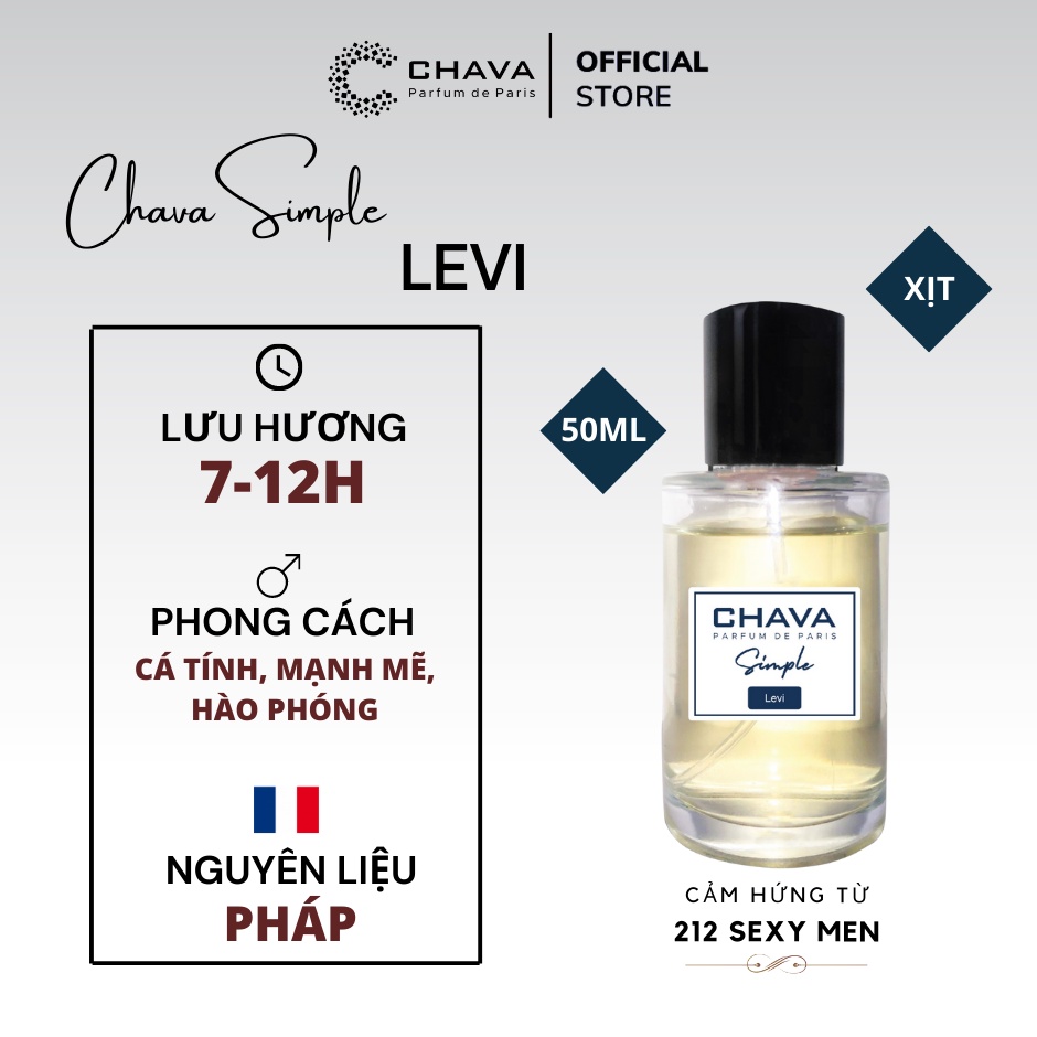 Nước hoa CHAVA LEVI 50ml chính hãng dành cho Nam - Tiêu Chuẩn Pháp (lưu hương 8-12h)