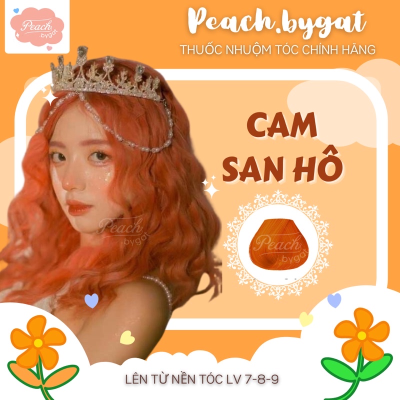 Thuốc nhuộm tóc CAM SAN HÔ cần dùng thuốc tẩy tóc của Peach.bygat