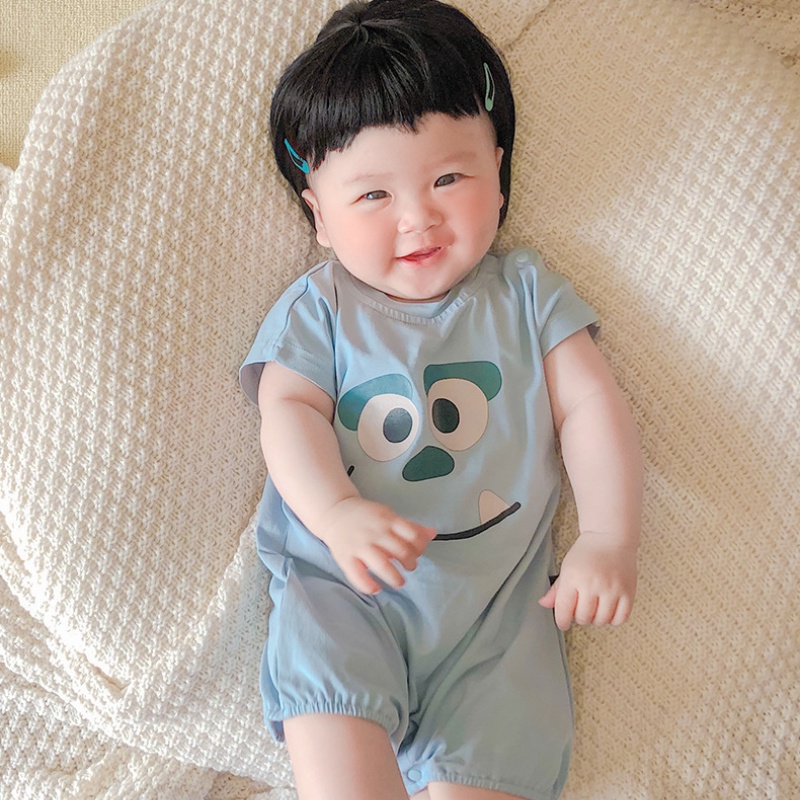 Áo Liền Quần Tay Ngắn Bằng Vải Cotton In Họa Tiết Hoạt Hình Dành Cho Bé Trai Gái 0-18 Tháng Tuổi