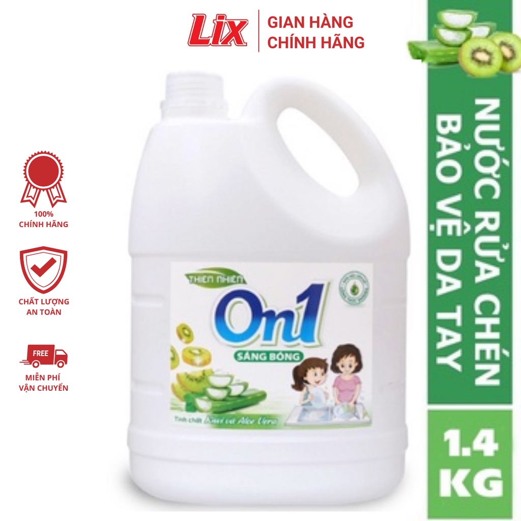 Nước rửa chén On1 hương kiwi và aloe vera 1.4 Kg - gel rửa bát sạch bóng vết dầu mỡ N5007