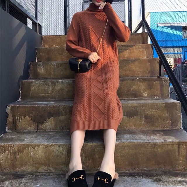 Váy len thừng cổ lọ